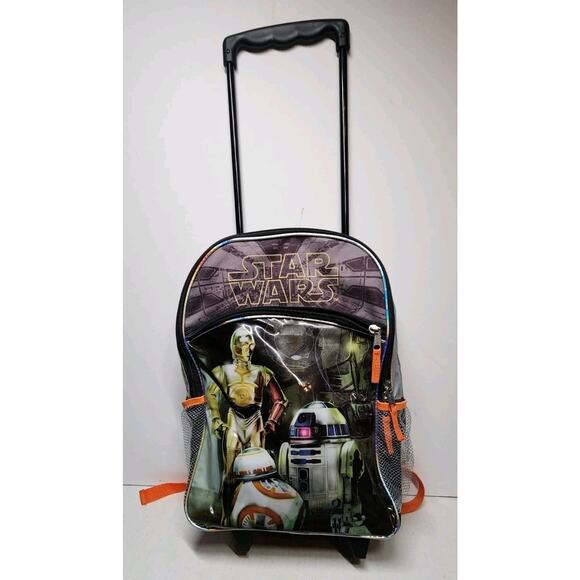 Star Wars rolling backpack With Retractable Handle C-3PO, R2-D2, and BB-8. - Picture 1 of 14